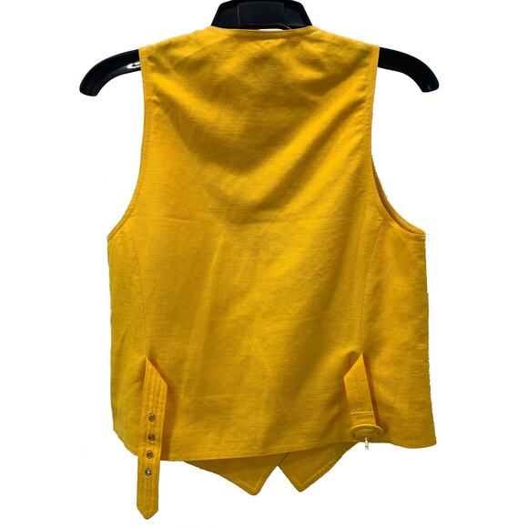 Cento x Cento Yellow Linen Blend Vest w Floral Embroidery | Italy 38 XS/S - Picture 9 of 9